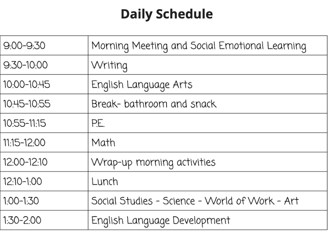 Daily Schedule